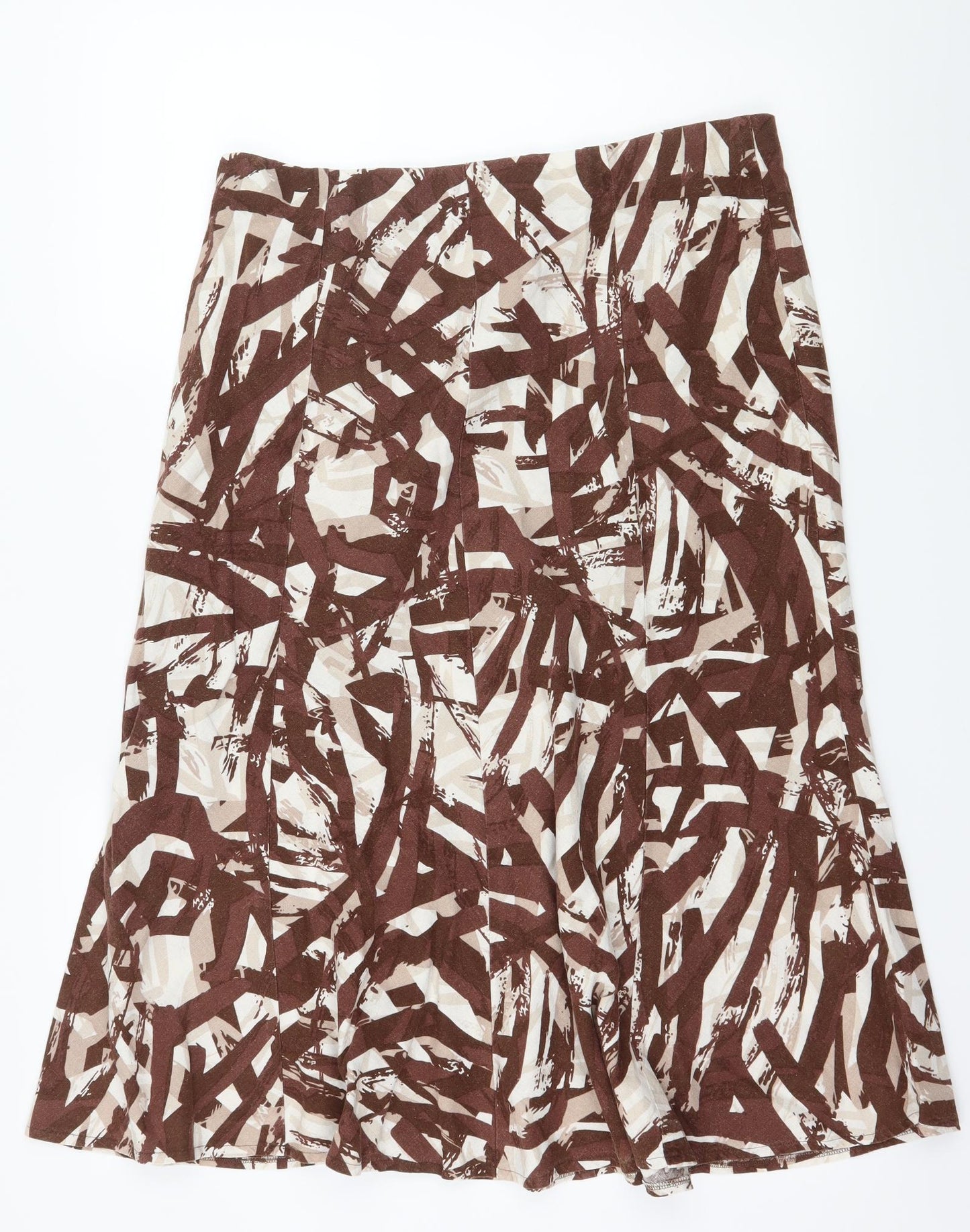 Isle Womens Brown Geometric  Flare Skirt Size 14