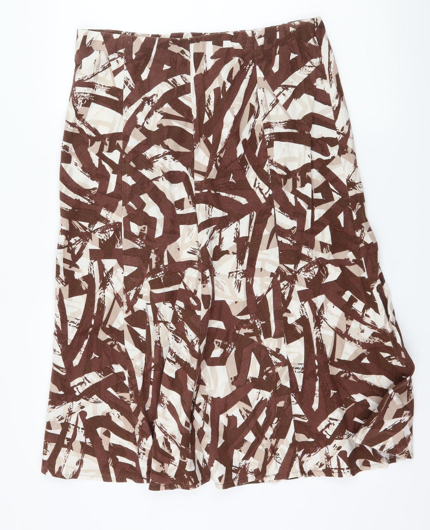 Isle Womens Brown Geometric  Flare Skirt Size 14
