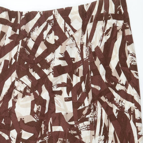 Isle Womens Brown Geometric  Flare Skirt Size 14