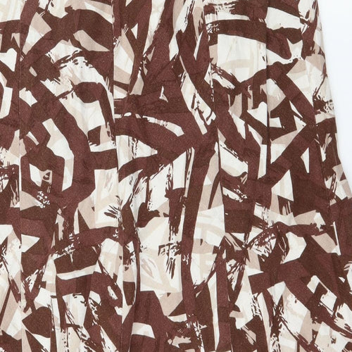 Isle Womens Brown Geometric  Flare Skirt Size 14
