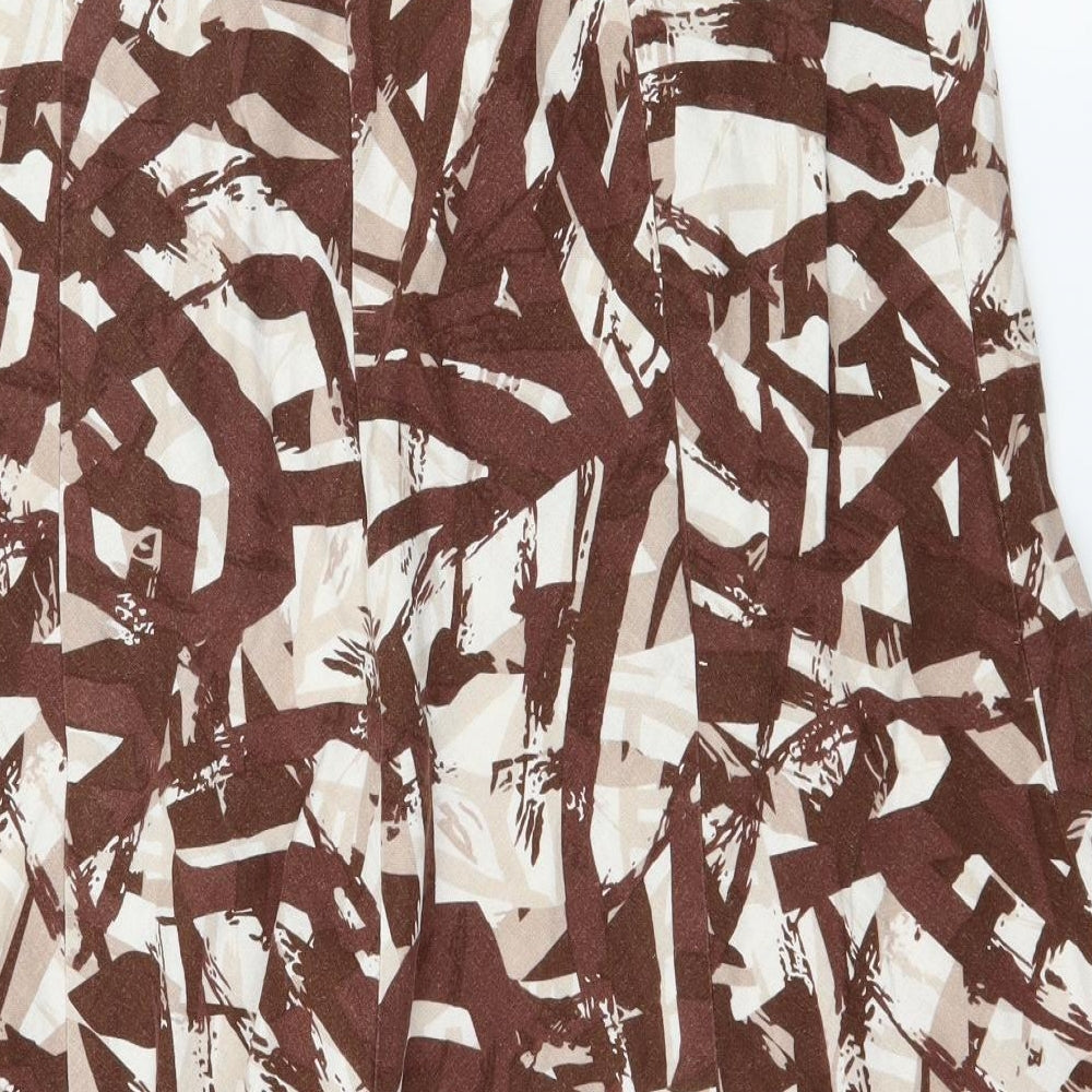 Isle Womens Brown Geometric  Flare Skirt Size 14