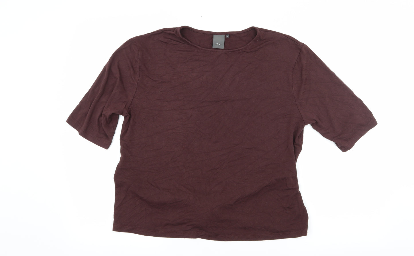 ICHI Womens Brown  Jersey Basic T-Shirt Size XS
