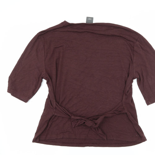 ICHI Womens Brown  Jersey Basic T-Shirt Size XS