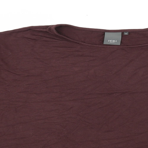 ICHI Womens Brown  Jersey Basic T-Shirt Size XS
