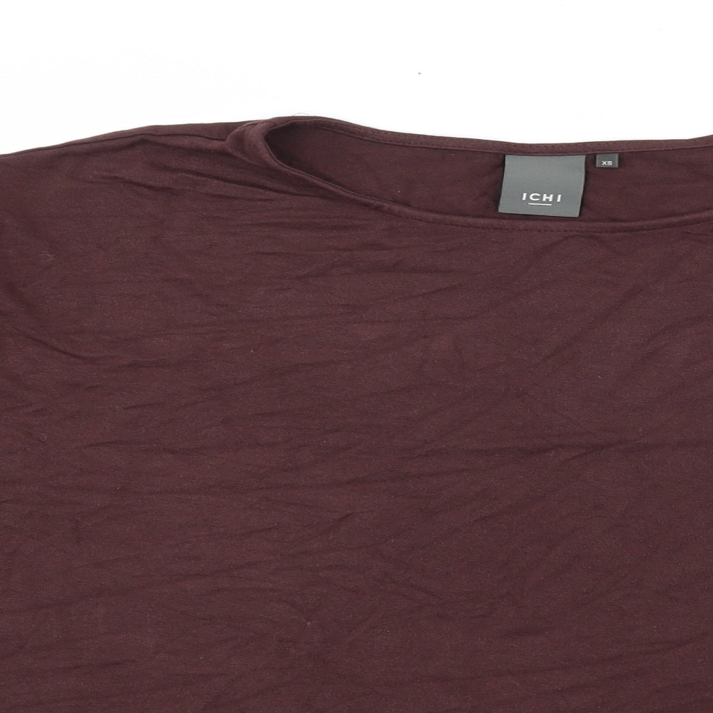 ICHI Womens Brown  Jersey Basic T-Shirt Size XS