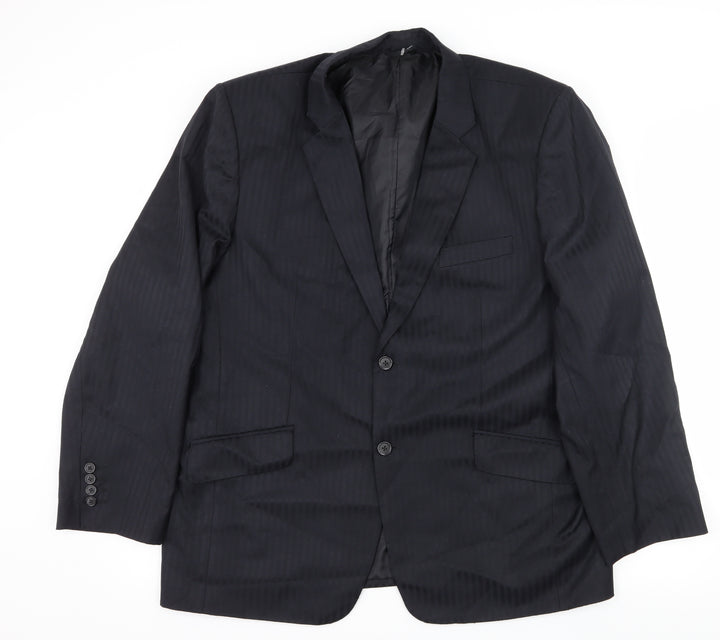 Preworn Mens Blue Striped  Jacket Suit Jacket Size XL
