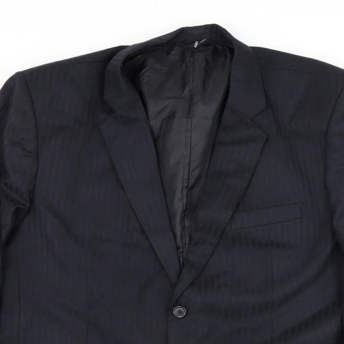 Preworn Mens Blue Striped  Jacket Suit Jacket Size XL