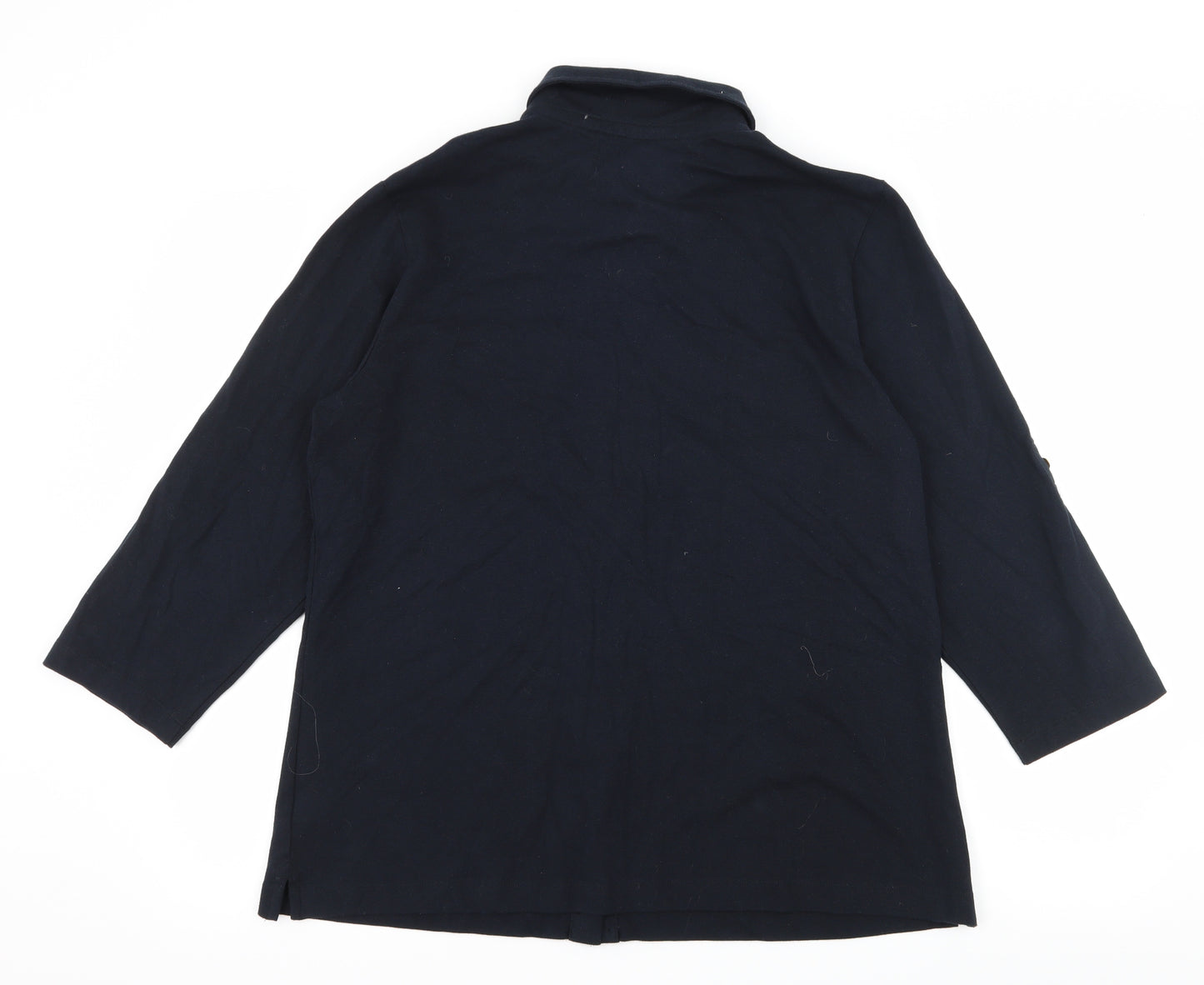 Lands' End Womens Blue  Jersey Basic Button-Up Size 18