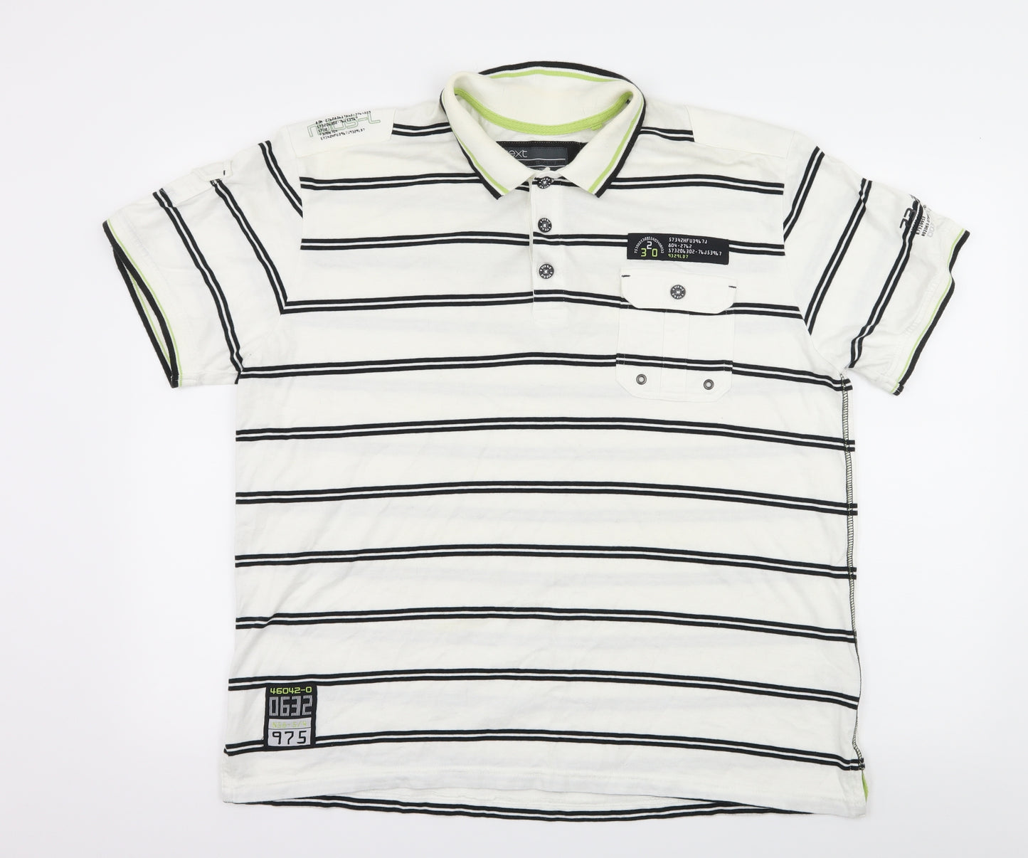 NEXT Mens White Striped Jersey  Polo Size XL