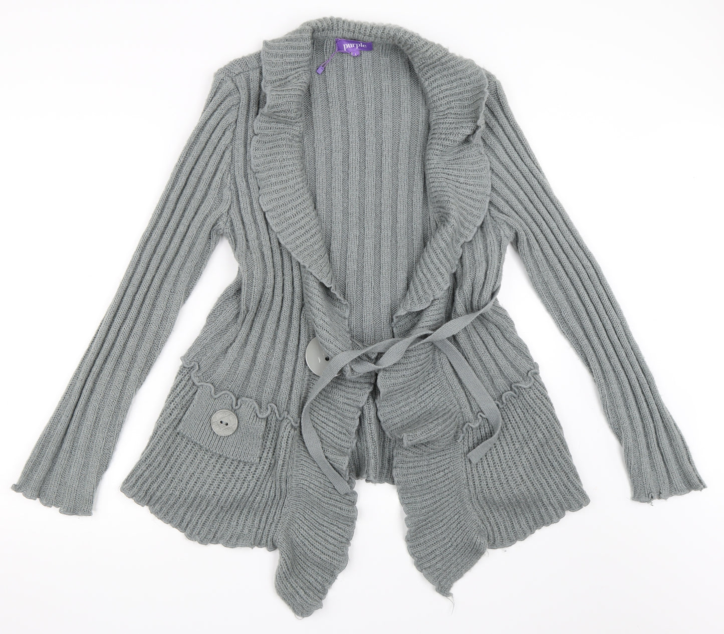 Purple Womens Grey   Cardigan Jumper Size L