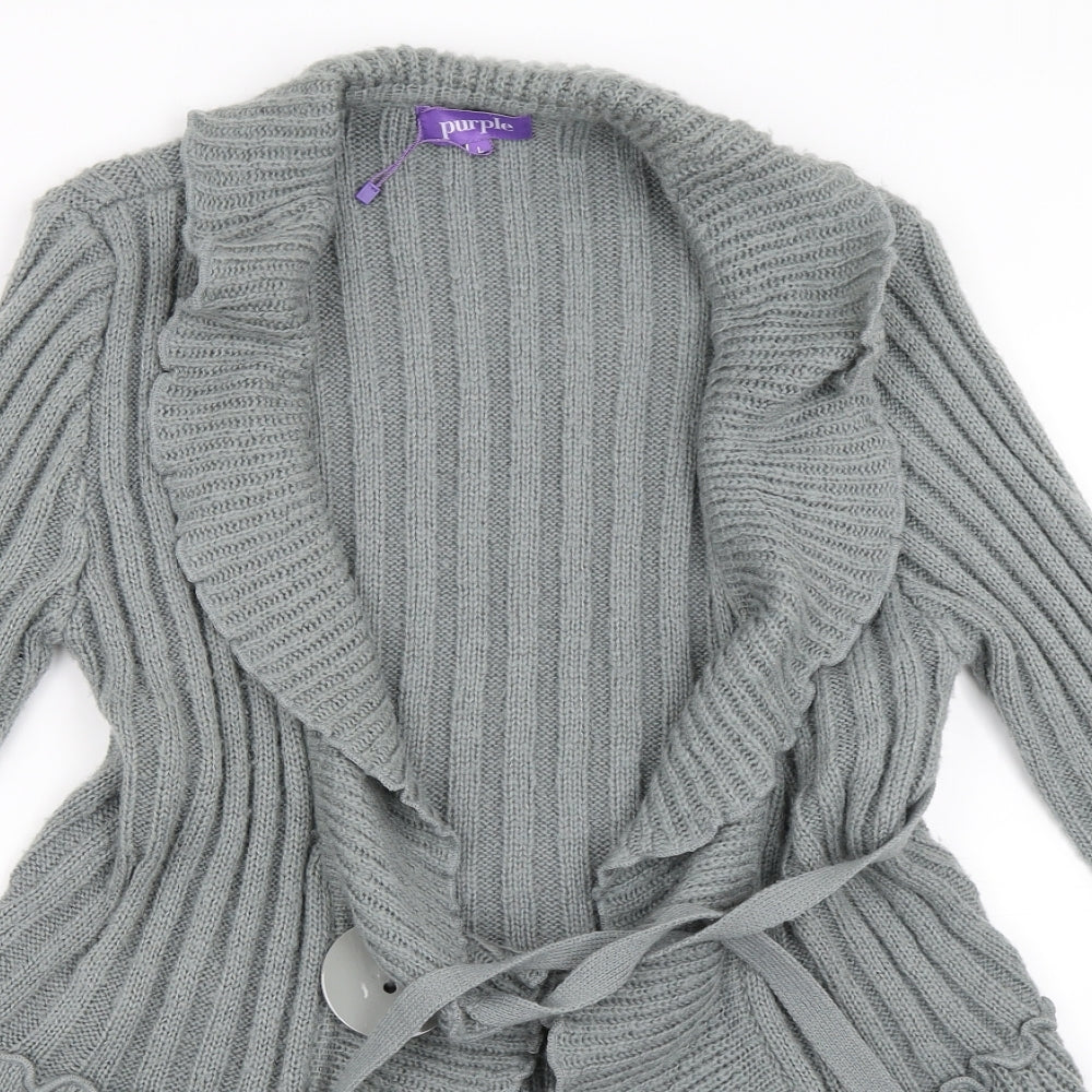Purple Womens Grey   Cardigan Jumper Size L