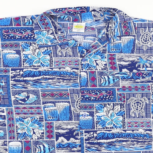 Rabia Mens Blue Geometric   Button-Up Size 2XL