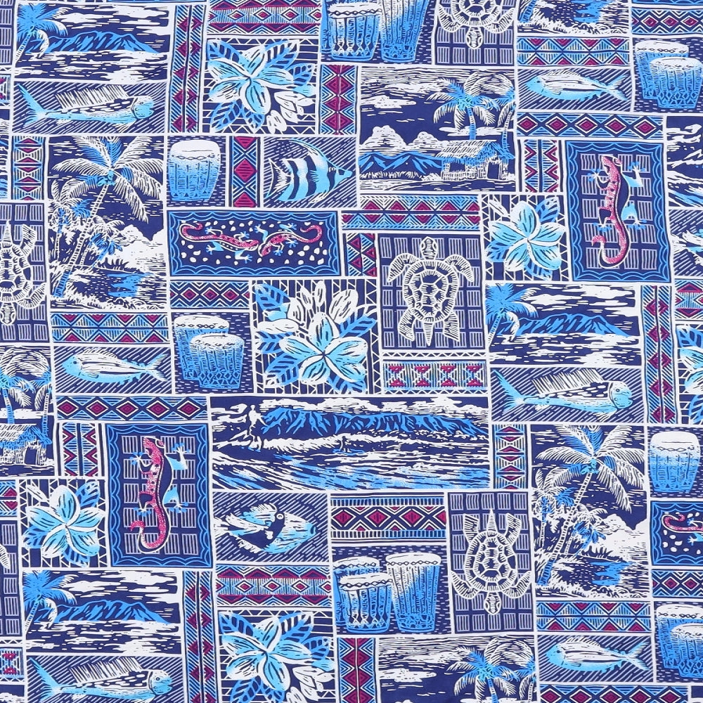 Rabia Mens Blue Geometric   Button-Up Size 2XL