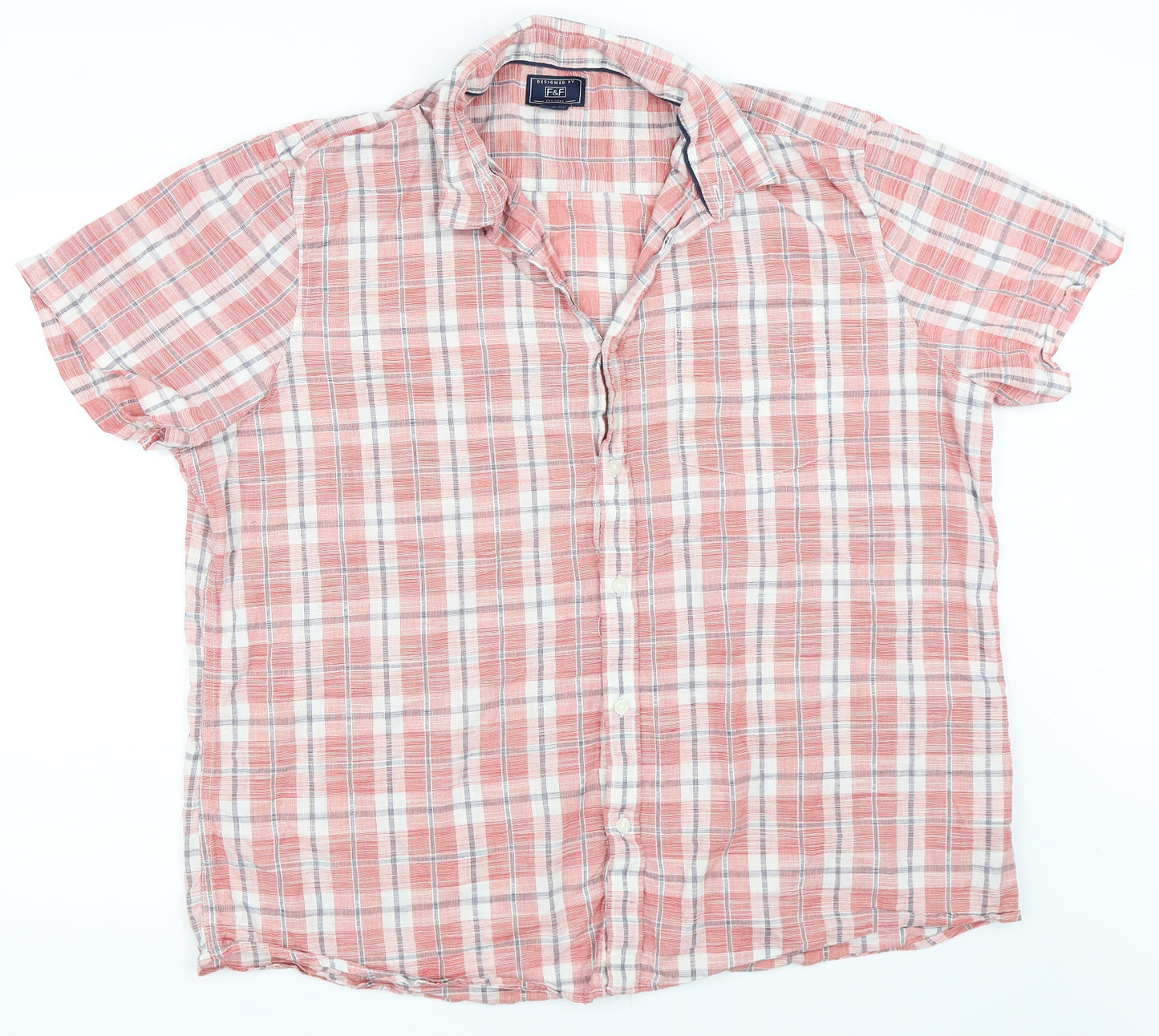 F&F Mens Red Check   Button-Up Size 2XL