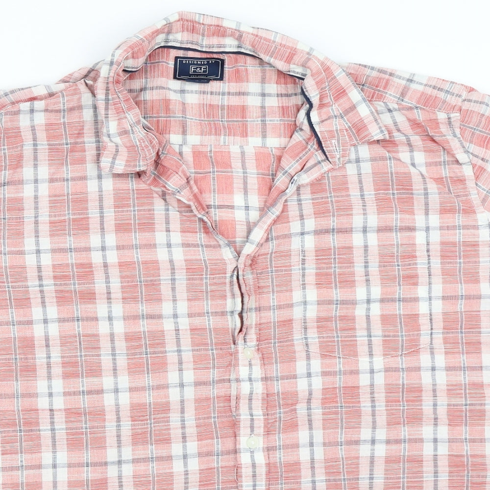 F&F Mens Red Check   Button-Up Size 2XL