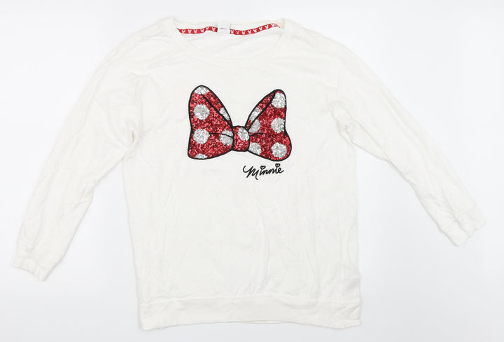 Disney Womens White Pullover Sweatshirt Size 10