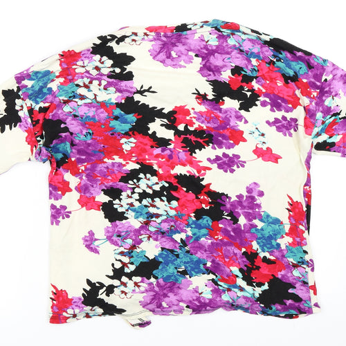 M&Co Womens Ivory Floral  Basic T-Shirt Size 12