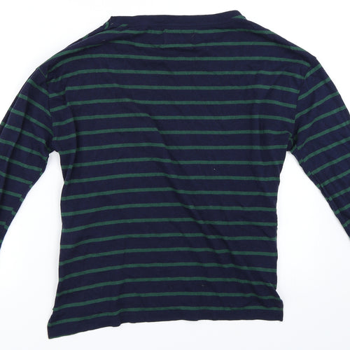 Preworn Womens Blue Striped  Basic T-Shirt Size M