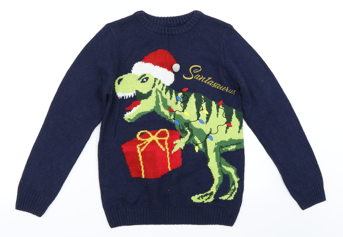 NEXT Boys Blue   Pullover Jumper Size 10 Years  - Christmas Dinosaur
