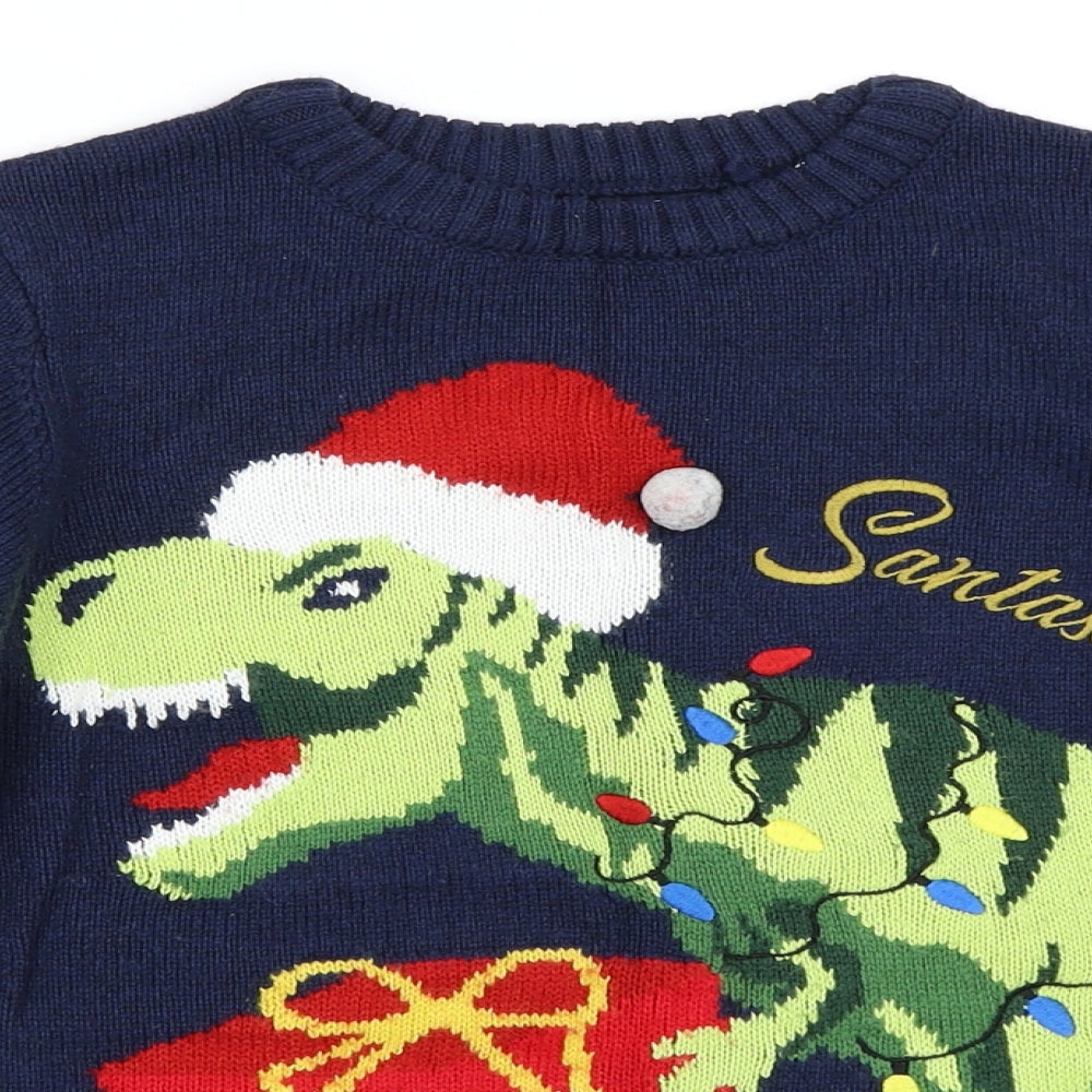 NEXT Boys Blue   Pullover Jumper Size 10 Years  - Christmas Dinosaur