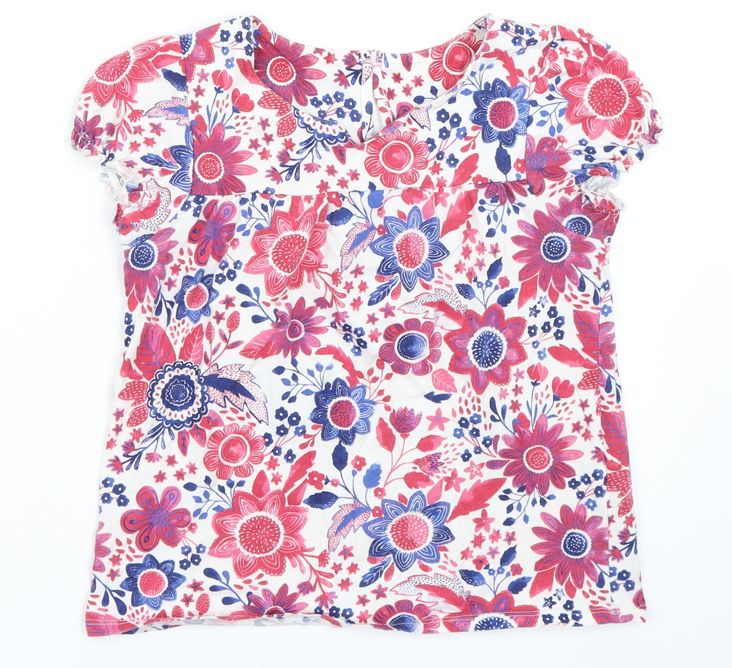 Marks and Spencer Girls White Floral  Basic T-Shirt Size 7-8 Years