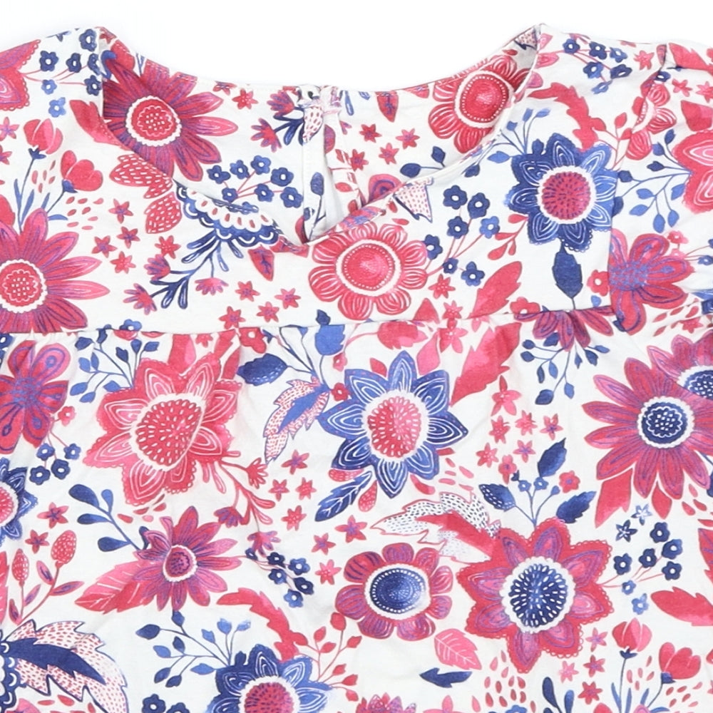 Marks and Spencer Girls White Floral  Basic T-Shirt Size 7-8 Years