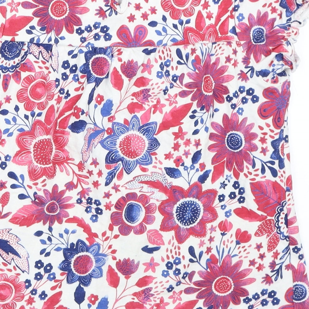 Marks and Spencer Girls White Floral  Basic T-Shirt Size 7-8 Years