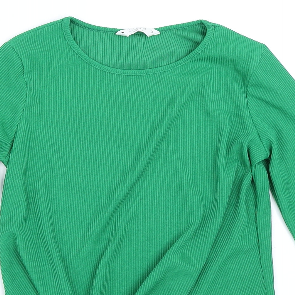 Candy Couture Girls Green   Basic T-Shirt Size 13 Years