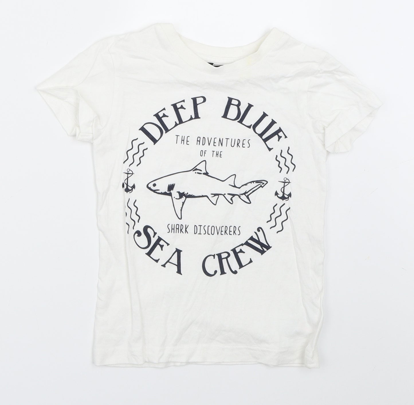 George Boys White   Basic T-Shirt Size 5-6 Years  - shark