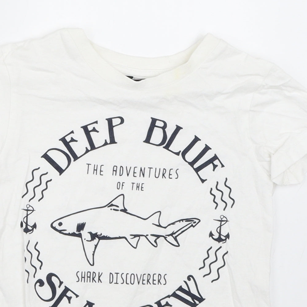 George Boys White   Basic T-Shirt Size 5-6 Years  - shark