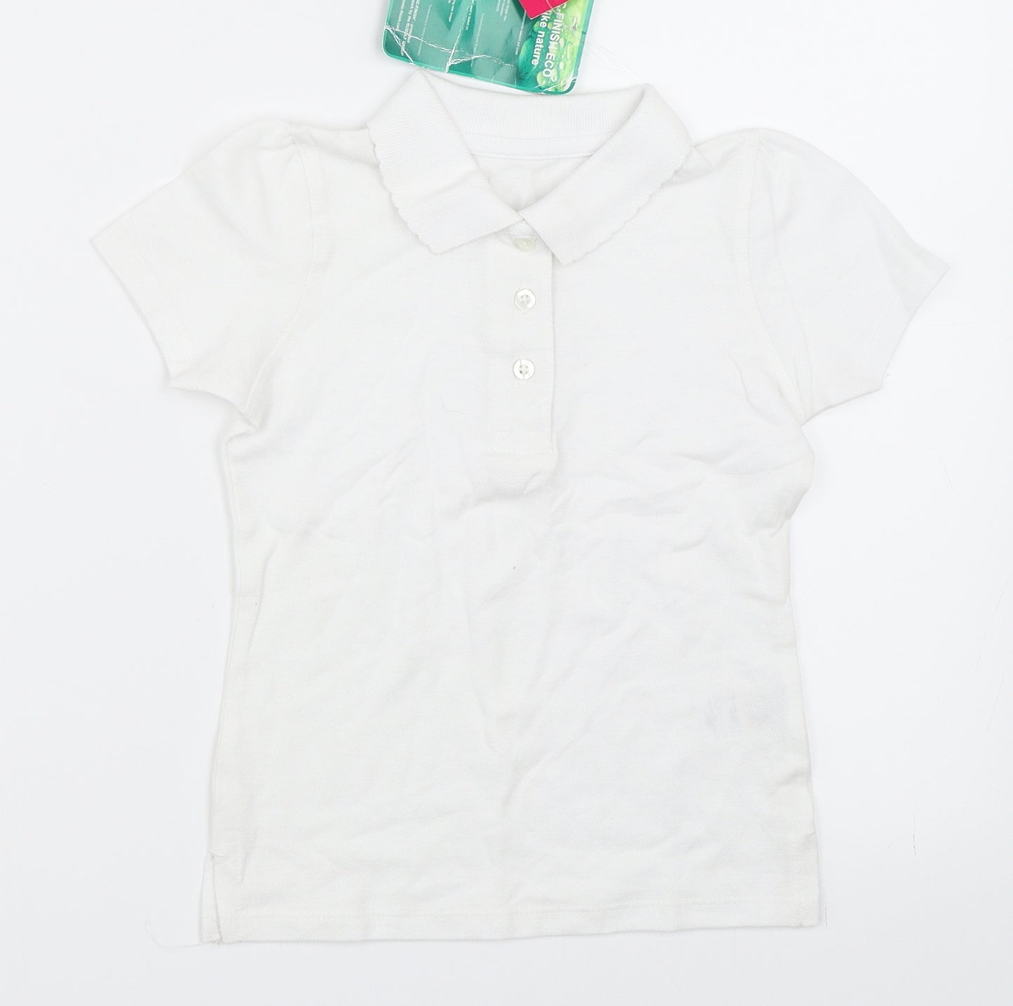 Preworn Girls White   Basic Polo Size 4-5 Years  - school polo