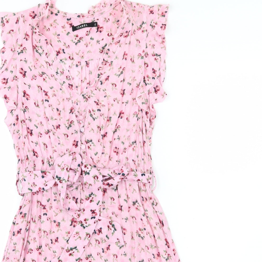 Izabel Womens Pink Floral  A-Line  Size XL