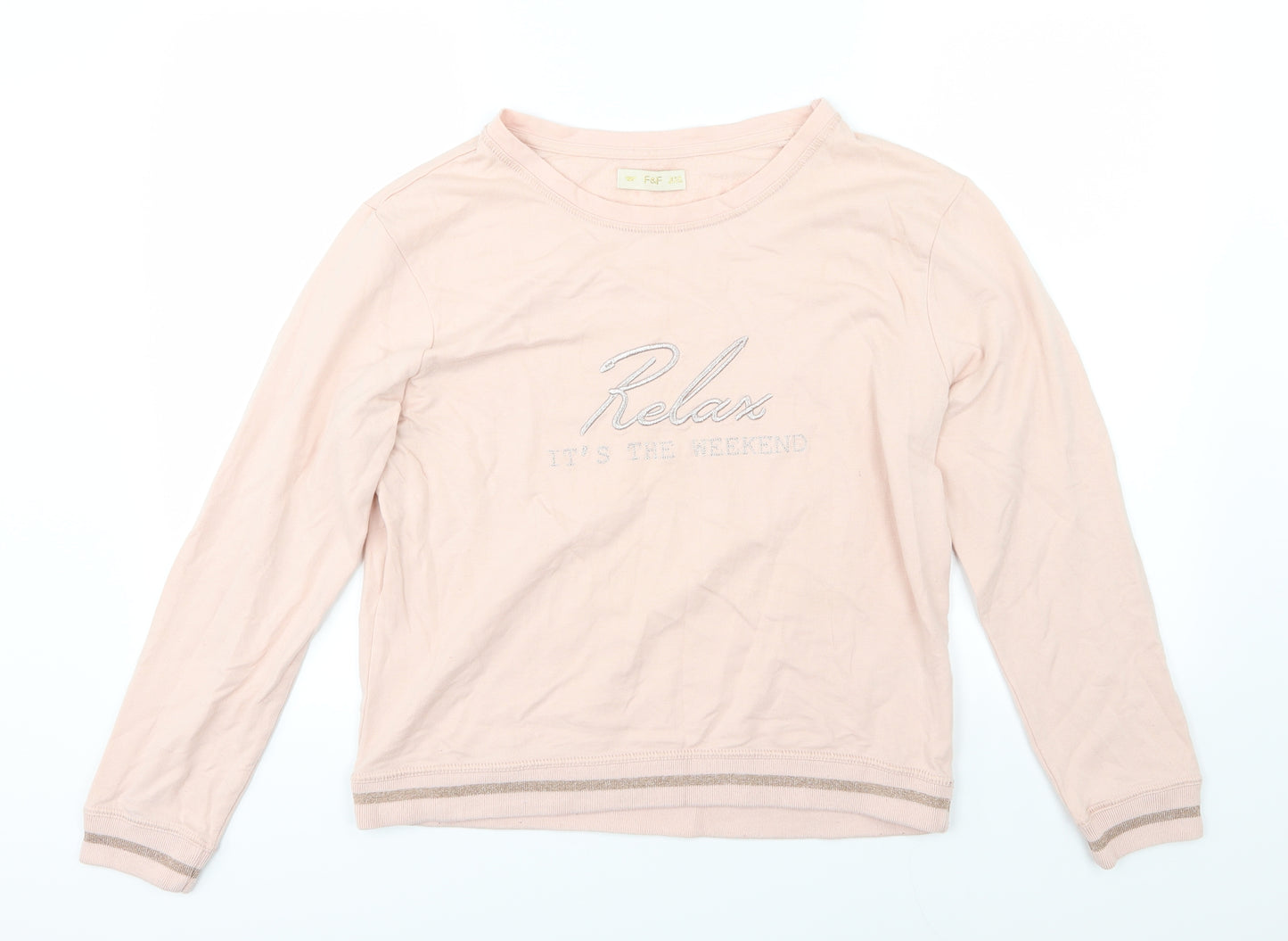 F&F Womens Pink  Jersey Pullover Sweatshirt Size 12  - Relax