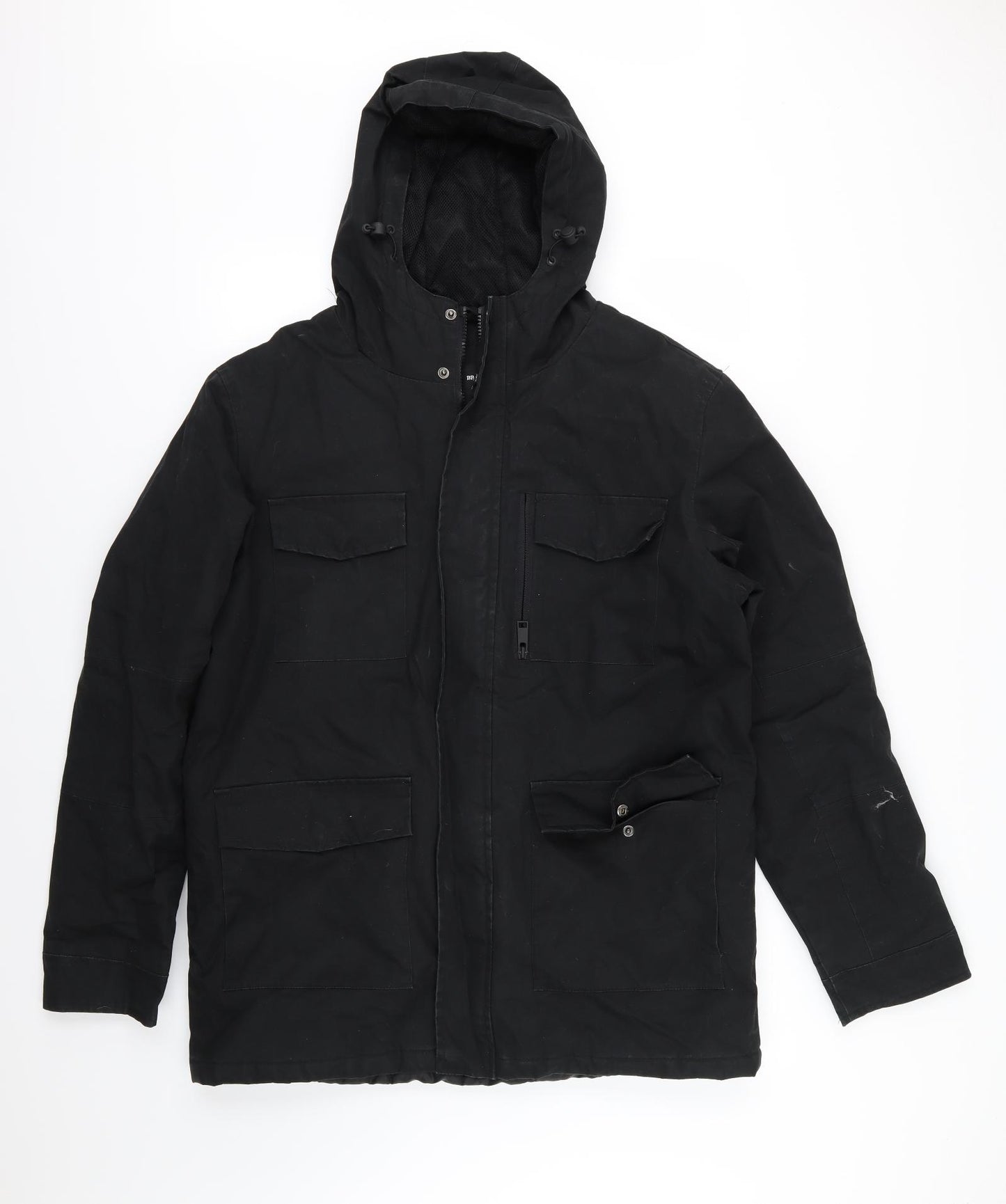 Brave Soul Mens Black   Overcoat Coat Size XL