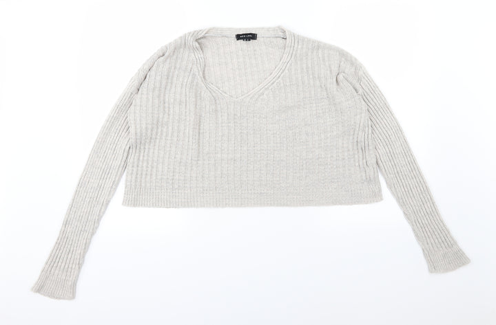 New Look Womens Grey Knit Pullover Jumper Size S