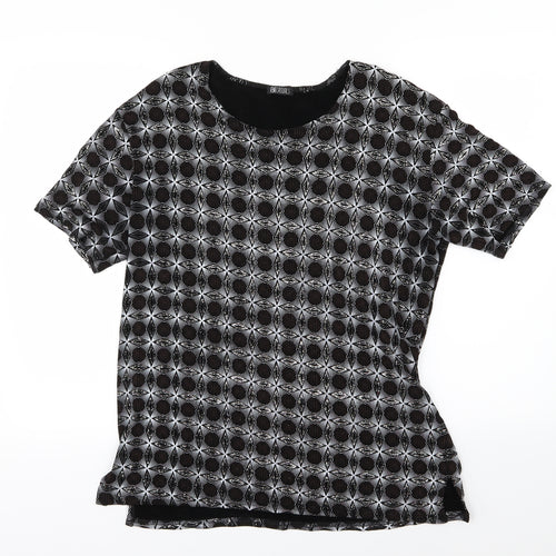 Eye Casuals Womens Black Geometric  Basic T-Shirt Size XL
