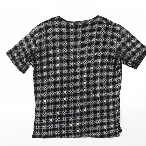 Eye Casuals Womens Black Geometric  Basic T-Shirt Size XL