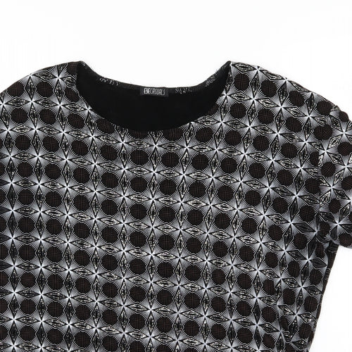 Eye Casuals Womens Black Geometric  Basic T-Shirt Size XL