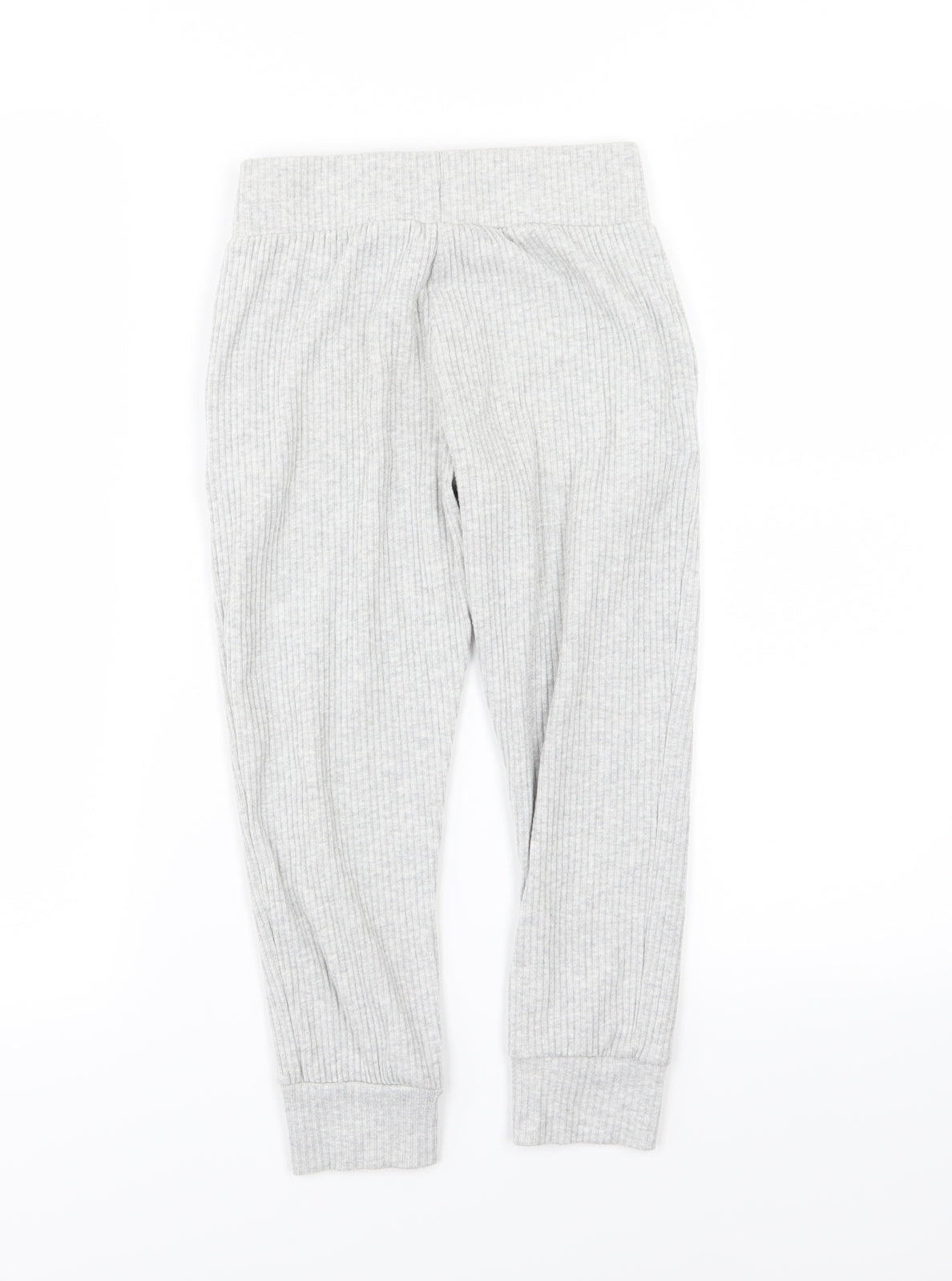 F&F Girls Grey Striped Jersey Jogger Trousers Size 6-7 Years