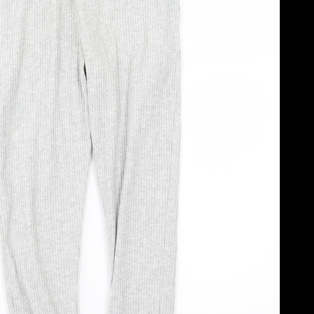 F&F Girls Grey Striped Jersey Jogger Trousers Size 6-7 Years