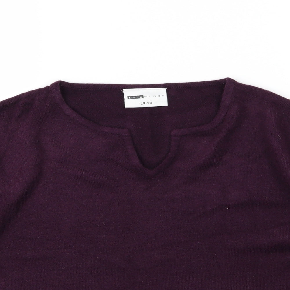Sara Woman Womens Purple  Knit Pullover Jumper Size 18
