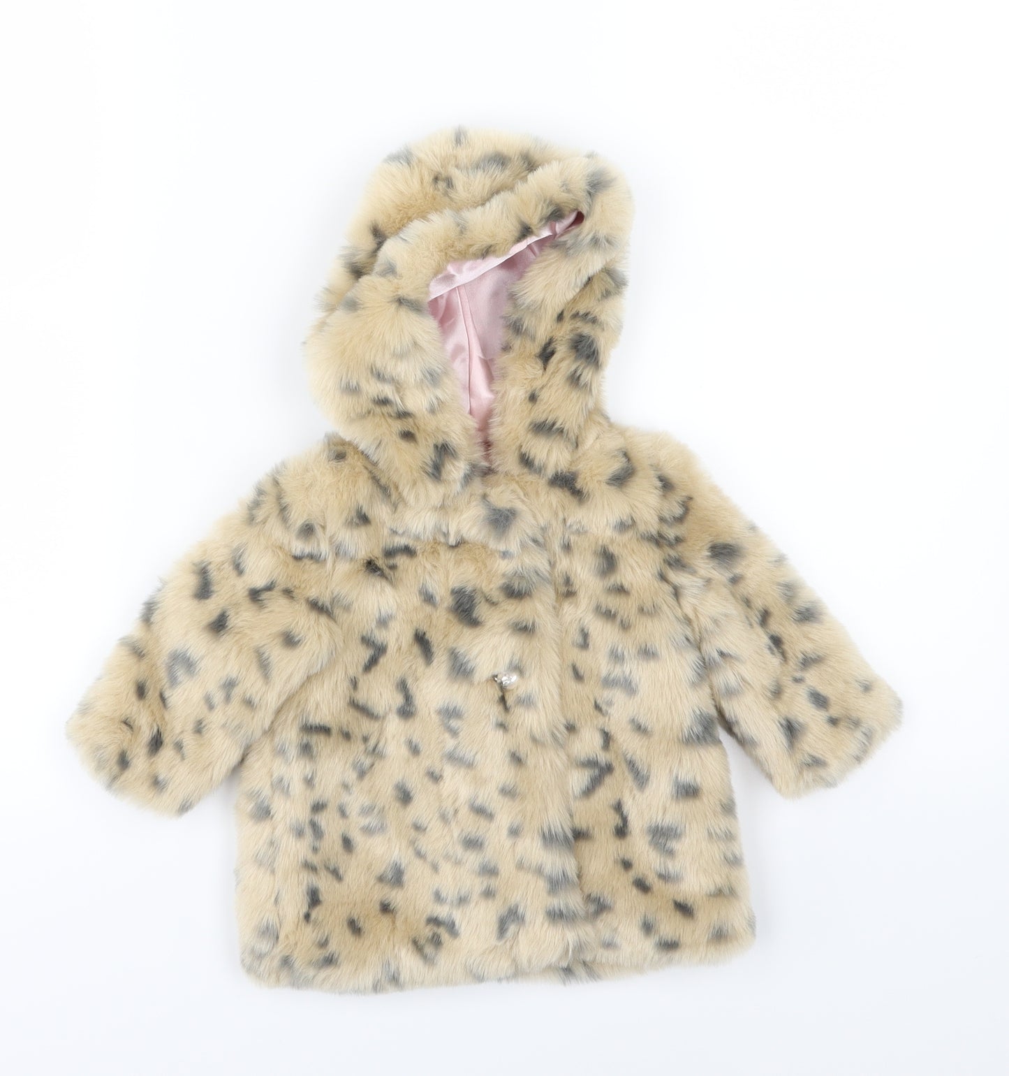 River Island Girls Brown Animal Print  Overcoat Coat Size 3-6 Months