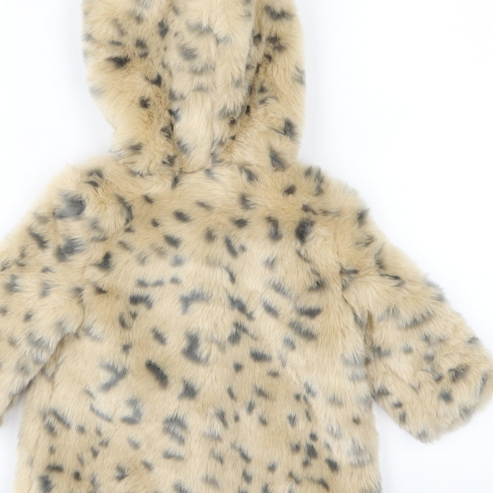 River Island Girls Brown Animal Print  Overcoat Coat Size 3-6 Months