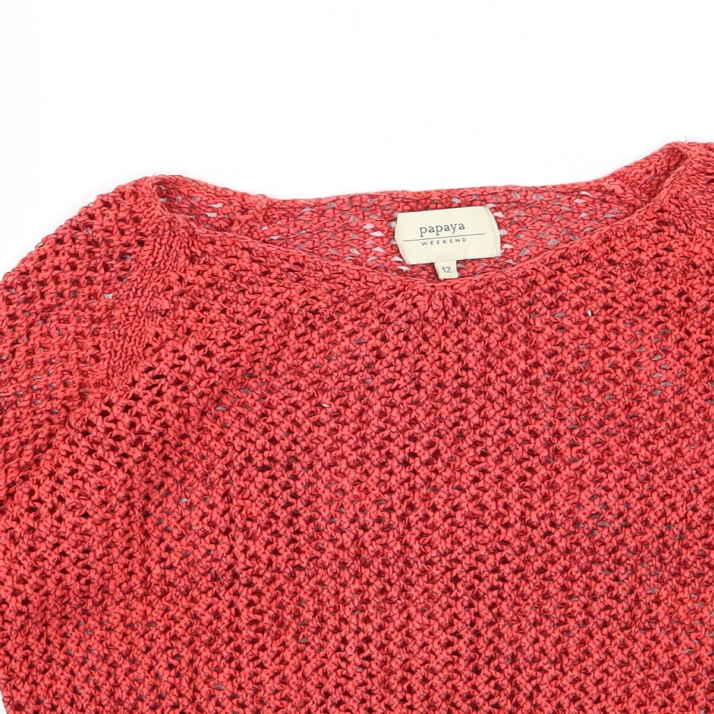 Papaya Womens Red  Knit Pullover Jumper Size 12