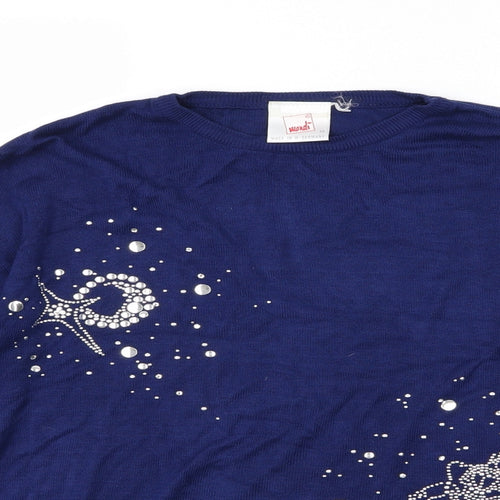 Moxdi Womens Blue  Knit Pullover Jumper Size 10