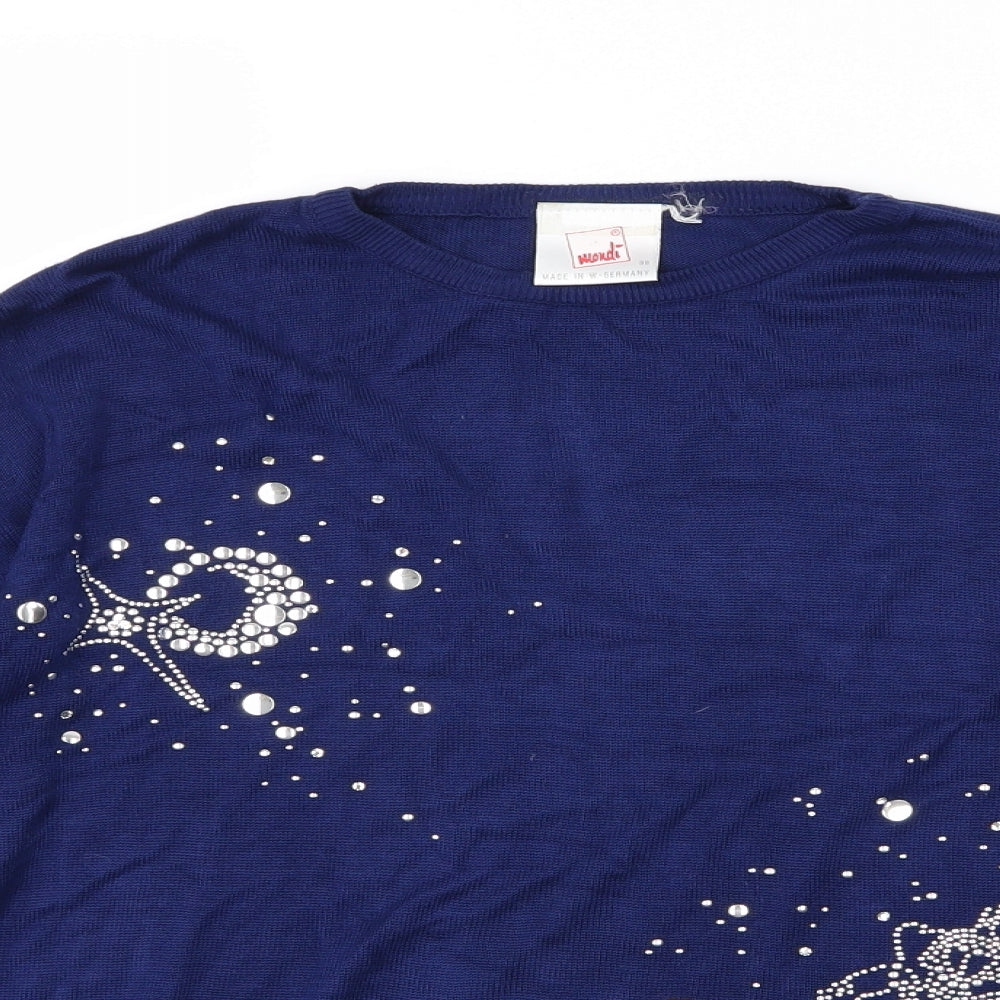 Moxdi Womens Blue  Knit Pullover Jumper Size 10