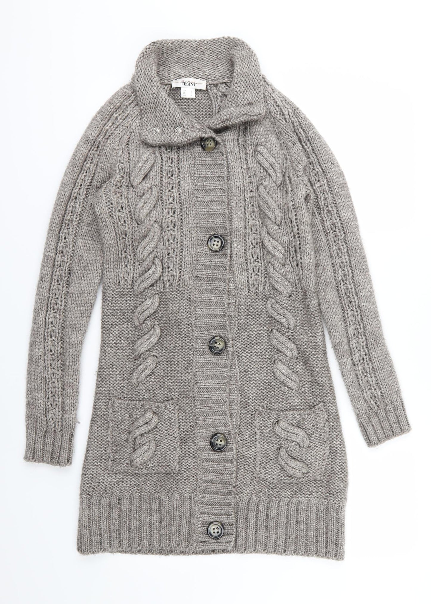 Tesini Womens Brown  Knit Cardigan Jumper Size 12