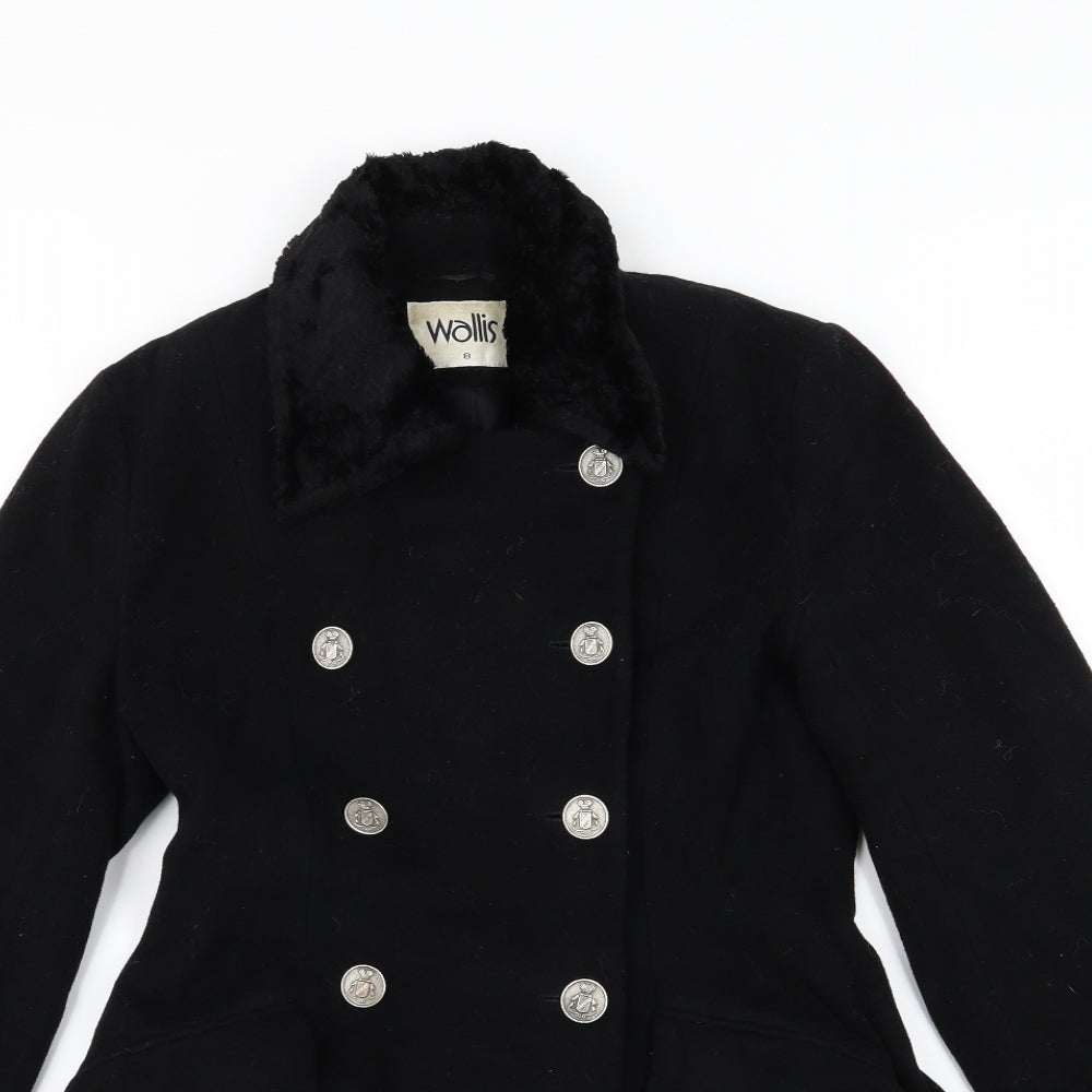 Wallis Womens Black   Overcoat Coat Size 8