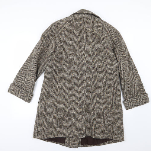 Marks and Spencer Womens Brown Herringbone Knit Overcoat Coat Size 14