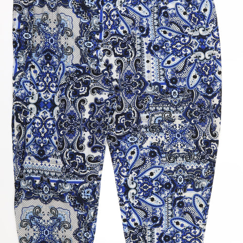 Evans Womens Blue Floral Chiffon Trousers  Size 30 L27 in